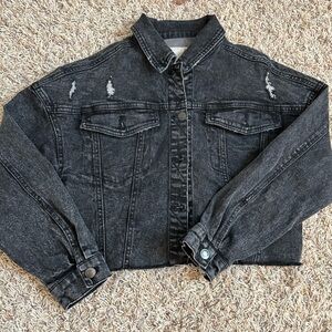 Distressed Cropped Jean Jacket